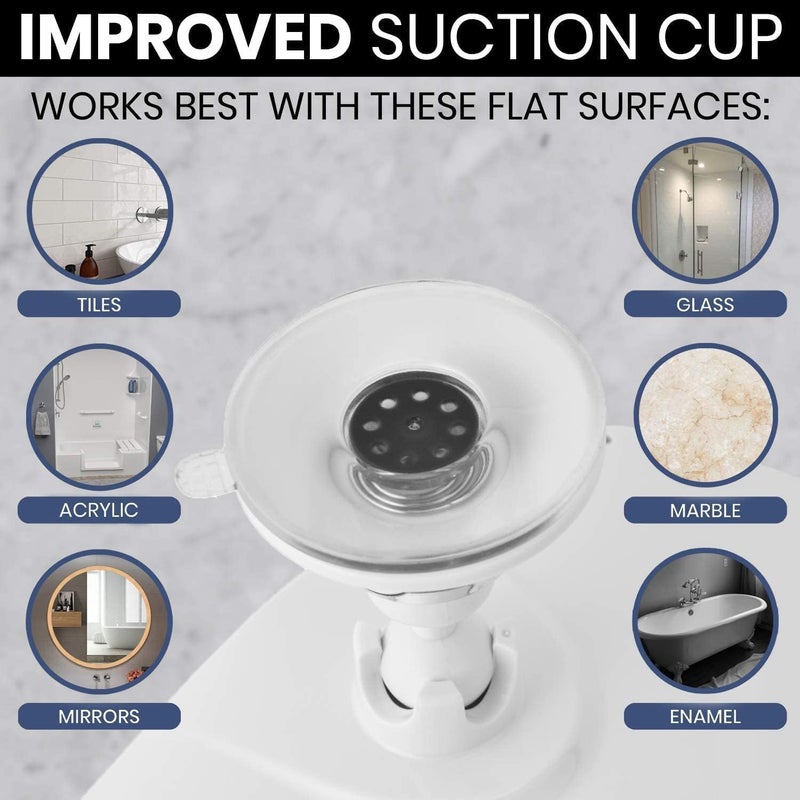 ميرورفانا مرآة حلاقة للاستحمام من ميرورفانا مع خاصية مزدوجة مضادة للضباب - سطح مقاوم للكسر بدون ضباب مع حامل ماكينة حلاقة وكوب شفط قوي 360 درجة (8 بوصة × 7 بوصة أبيض) - Image 4