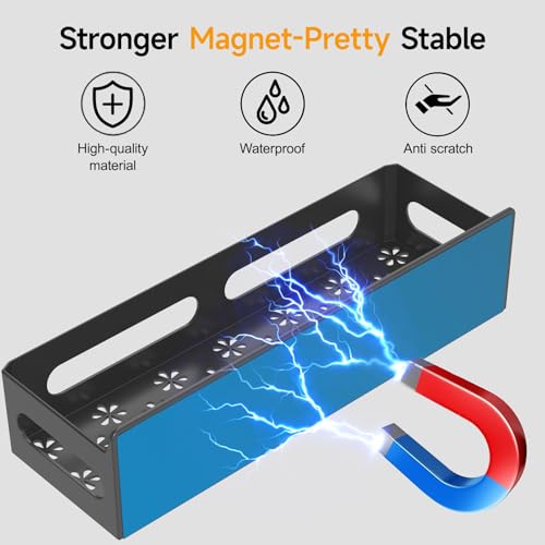 Sevenblue 4 Pack Magnetic Spice Rack for Refrigerator, Spice Rack Organizer, Moveable Magnetic Shelf Fridge Organizer with 4 Hooks for Kitchen and Oven Organization, Black - Image 4