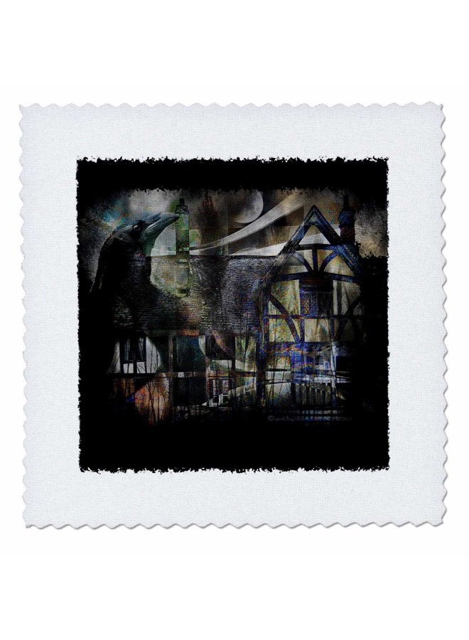3DROSE qs_21470_1 The Summoner Raven Crow Summoner Summon Dream Calling Caller of Dreams Dreamscape Fantasy Quilt Square, 10 by 10-Inch - Image 3