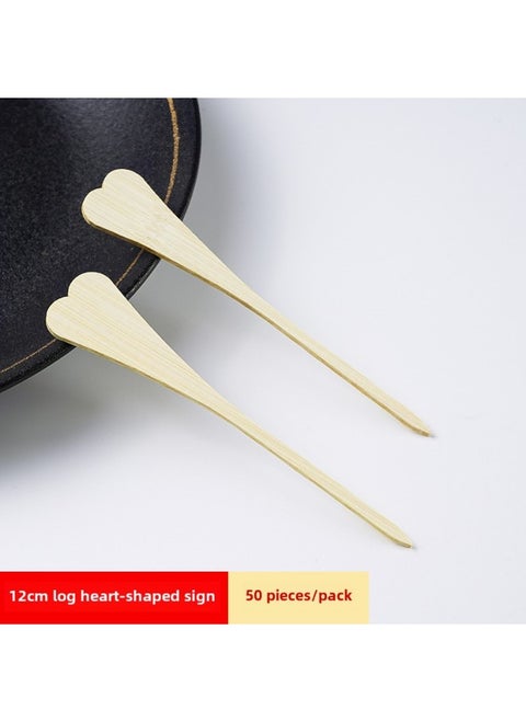 Mini Sugar-Coated Berry String Sticker Bamboo Sticker Disposable Special Material Net Red Small String Fruit Sticker Tool-Specifications:Log Heart-shaped Sign/12cm /100