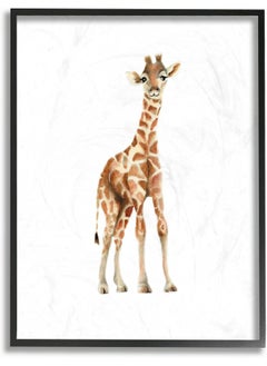 Stupell Industries Happy Baby Giraffe Illustration Framed Giclee Texturized Art  - Image 1