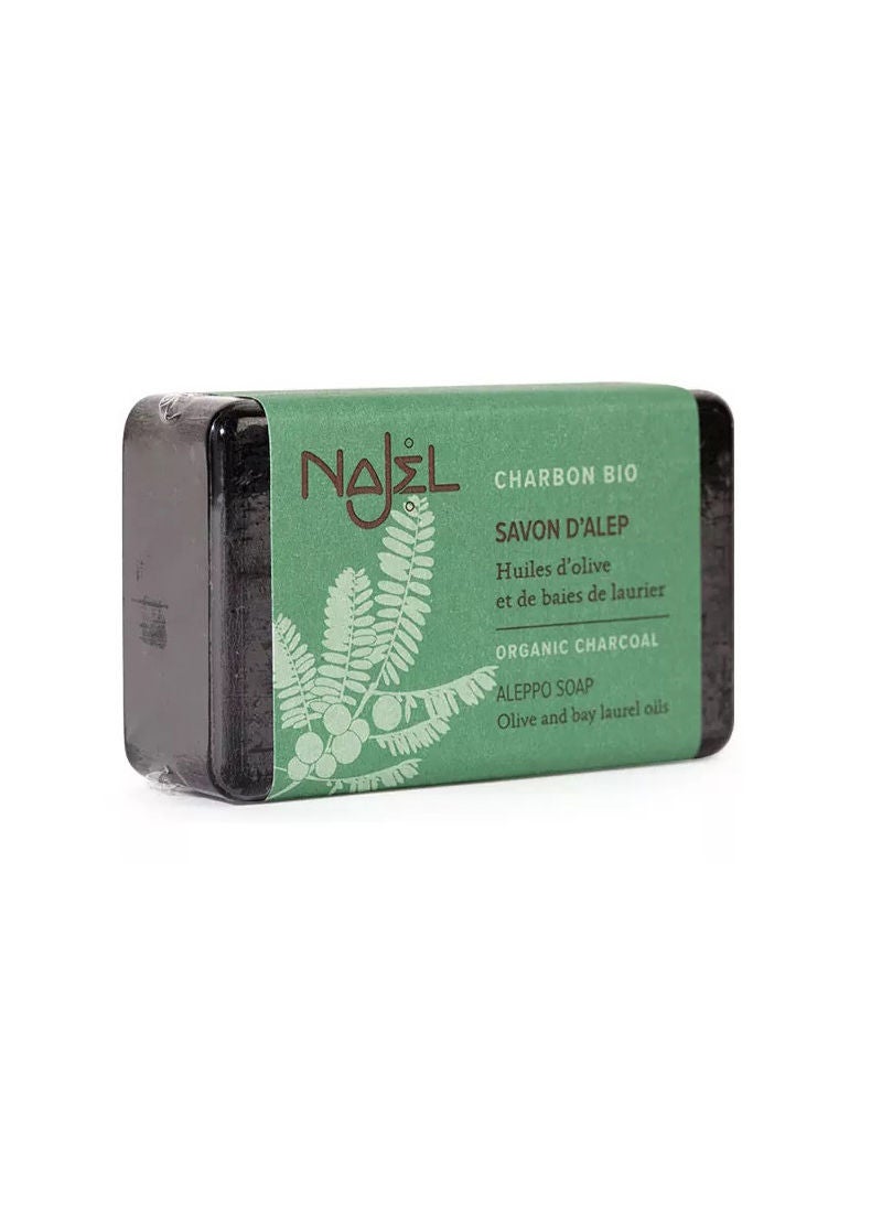 najel Aleppo Soap with Organic Charcoal Purifying Soap for Face, body & hair - 100g - Image 1