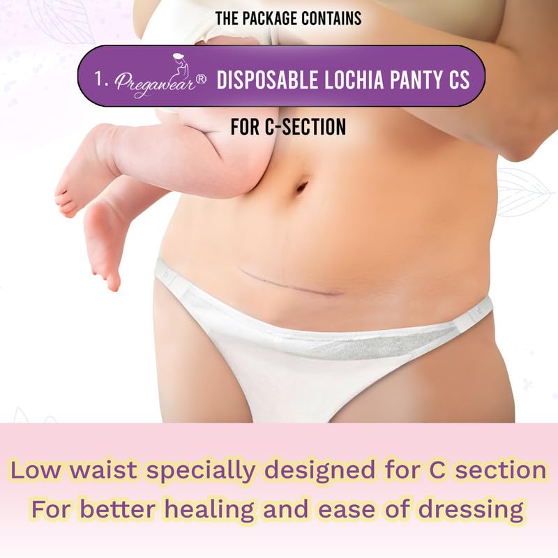 PROWEE Pregawear C Section Maternity Panty(5) & Postpartum Panty(5) Combo |Low Rise 360˚ Coverage Disposable Underwear|Ultra Thin, 100% Leak Proof, Antifungal After Delivery Heavy Flow (S) - Image 2
