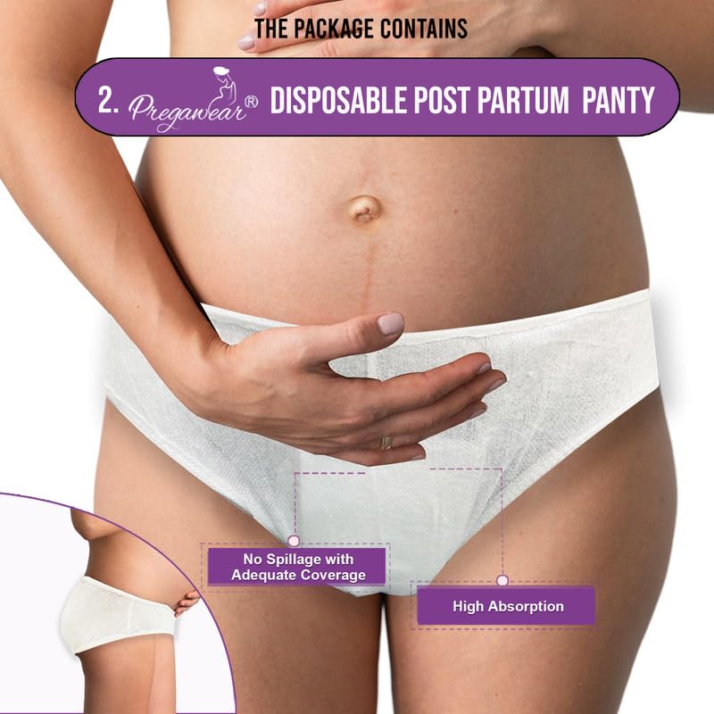 PROWEE Pregawear C Section Maternity Panty(5) & Postpartum Panty(5) Combo |Low Rise 360˚ Coverage Disposable Underwear|Ultra Thin, 100% Leak Proof, Antifungal After Delivery Heavy Flow (S) - Image 3