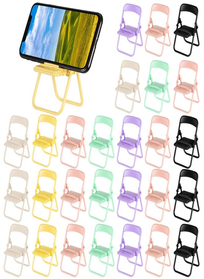 Flutesan 7 Pack Mini Folding Chair Cell Phone Stand Desktop Foldable Candy Color Mobile Phone Holder Folding Chair Cradle for Desk Phone, Random Colors - Image 1