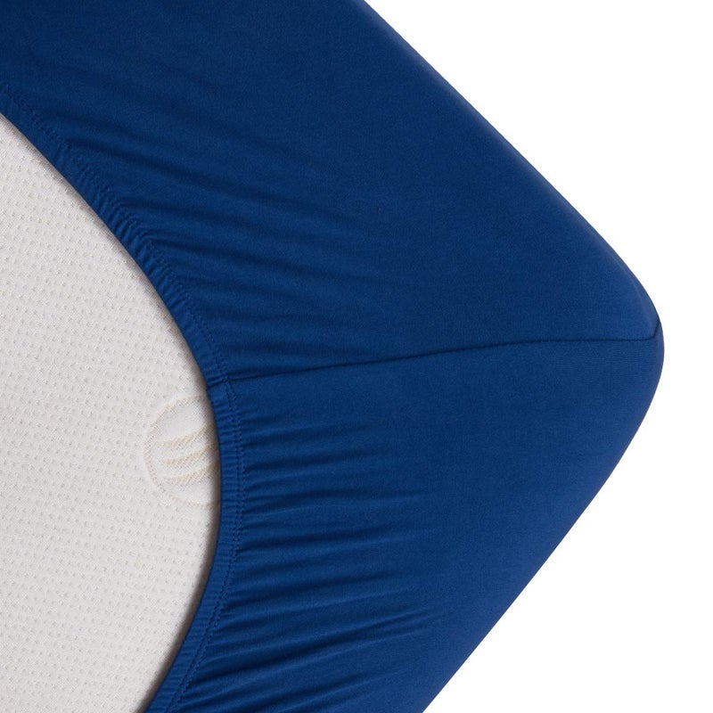 COSMOPLUS Fitted Sheet- COSMOPLUS Queen Fitted Sheet Onlyï¼ˆNo Flat Sheet or Pillow Shamsï¼‰,4 Way Stretch Micro-Knit,Snug Fit,Wrinkle Free,for Standard Mattress and Air Bed Mattress from 8â€ Up to 14â€,Navy - Image 4