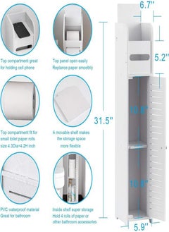 Generic Bathroom Storage Cabinet,Small Bathroom Storage Cabinet Great for Toilet Paper Holder,Bathroom Organizer for Small Spaces,White  - Image 5