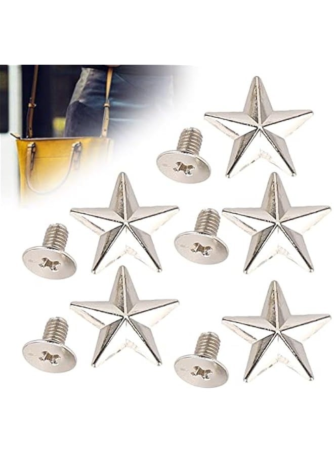 50Pcs Star Shape Studs Star Rivets, Metal Rivet Studs Spikes Star Studs and Spikes Metal Leather Craft DIY for Shoes Bags Clothing Decoration (Silver) - Image 1