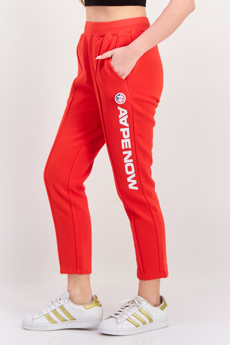 Aape By A Bathing Ape Women Regular Fit Brand Logo Sweatpants, Red - Image 2
