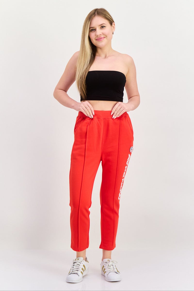 Aape By A Bathing Ape Women Regular Fit Brand Logo Sweatpants, Red - Image 4