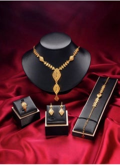 GOLDMAX 18k Gold Plated Necklace & Earrings & Bracelet & Ring Jewelry Set For Women  - Image 1