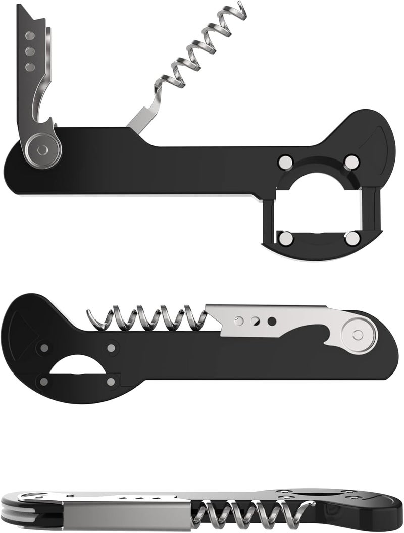 Houseables Wine Opener, Wine Key for Servers, Waiters Corkscrew, Travel Bottle Opener, Cork Screw, with Foil Cutter, Bartenders Tool, Professional, Restaurant, TSA Approved, Portable, Black, 5 1/4" - Image 1