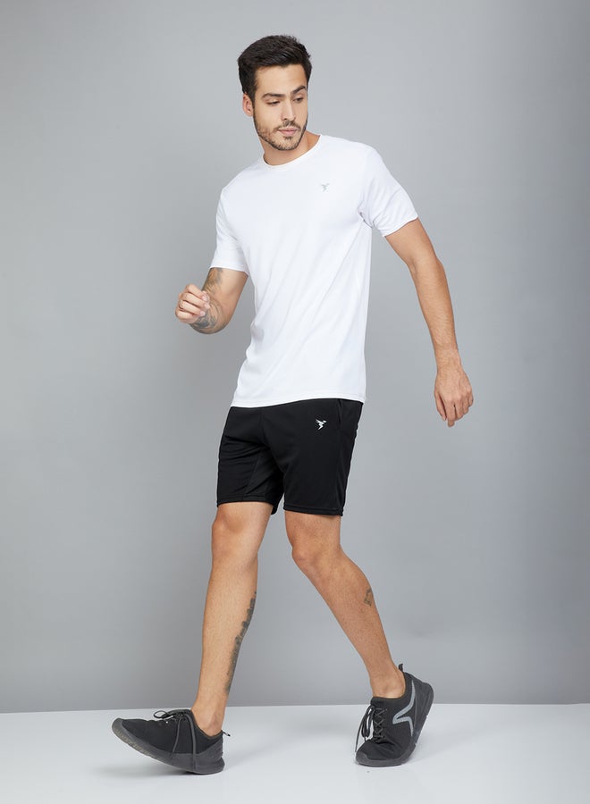 Technosport Black Solid Shorts with Side Pocket - Image 2