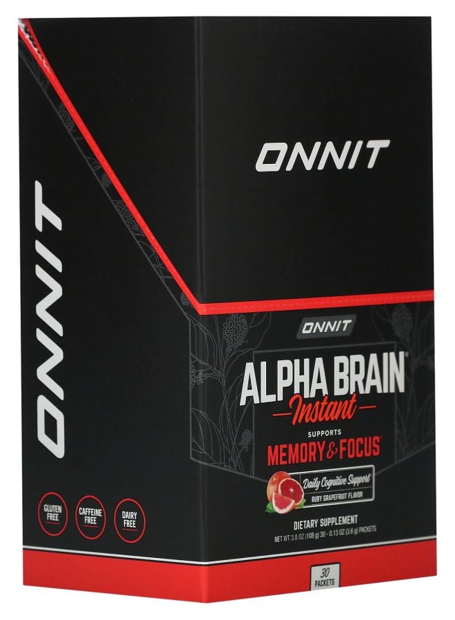 Onnit Alpha Brain Instant Memory & Focus Ruby Grapefruit 30 Packets 0.13 oz (3.6 g) Each - Image 2