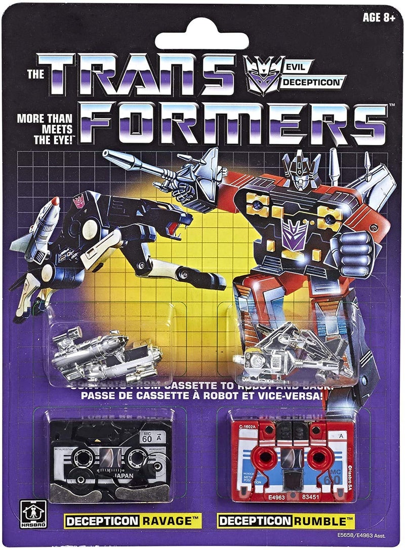 POWER RANGERS Transformers: Vintage G1 Cassette 2-Pack Decepticons Ravage and Rumble Collectible Figures - Image 4