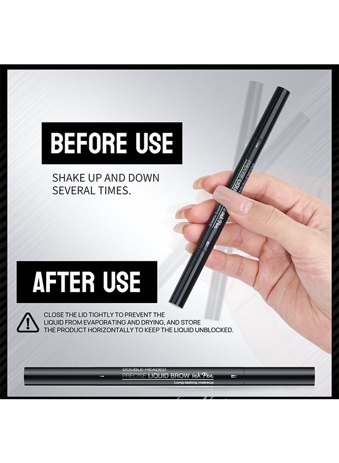 HelloKiss Precise Liquid Brow, Double-Headed Ink Pen, Microblading Eyebrow Pencil, 2-in-1 Dual-Ended Eyebrow Pen with 2 Tip brow pen and Precise Brush-Tip, Brow Pen for Natural Women Waterproof and Long-Lasting Brows (05# Black) - Image 5