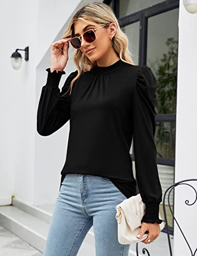 LUYAA Womens Tops Dressy Casual Long Sleeve Blouses for Women Dressy Casual Fall Teacher Shirts Black L - Image 2