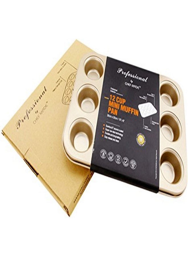 CHEFMADE Chef Made Non-Stick Mini Muffin Pan, Champagne, 12 Cup