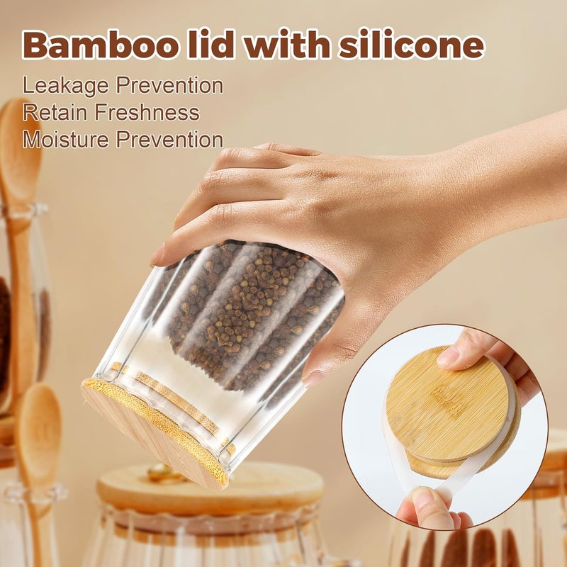 holoith Sugar Jar with Lid and Spoon,24oz Large Glass Spice Jars for Coffee Bar Decor Accessories Food Storage Containers Home Essentials - Image 5