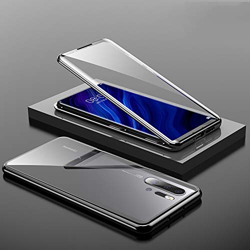 LUVI Fusicase for Huawei P30 Pro Magnetic Adsorption Case Metal Bumper Frame Clear Tempered Glass Full Body Hard Back Cover for Huawei P30 Pro Metal Case with 360 Protection Ultra Slim - Image 1