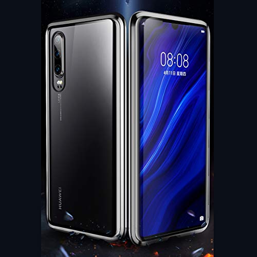 LUVI Fusicase for Huawei P30 Pro Magnetic Adsorption Case Metal Bumper Frame Clear Tempered Glass Full Body Hard Back Cover for Huawei P30 Pro Metal Case with 360 Protection Ultra Slim - Image 3