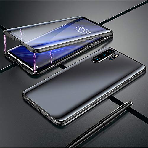 LUVI Fusicase for Huawei P30 Pro Magnetic Adsorption Case Metal Bumper Frame Clear Tempered Glass Full Body Hard Back Cover for Huawei P30 Pro Metal Case with 360 Protection Ultra Slim - Image 4