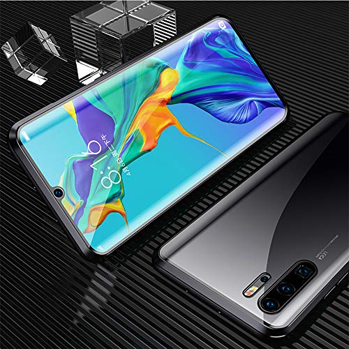 LUVI Fusicase for Huawei P30 Pro Magnetic Adsorption Case Metal Bumper Frame Clear Tempered Glass Full Body Hard Back Cover for Huawei P30 Pro Metal Case with 360 Protection Ultra Slim - Image 5