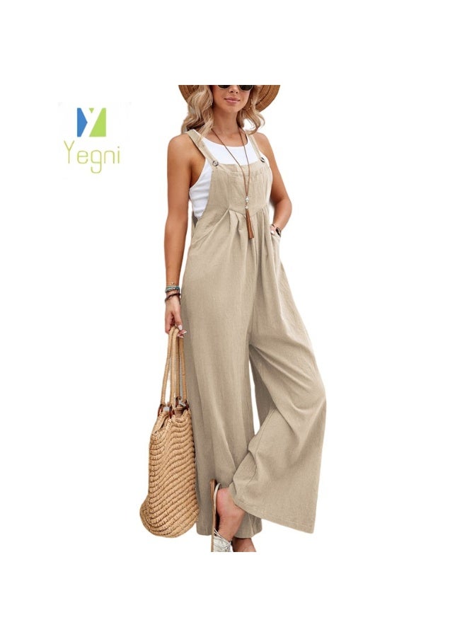 Yegni Fashionable women's solid color casual overalls - Image 1
