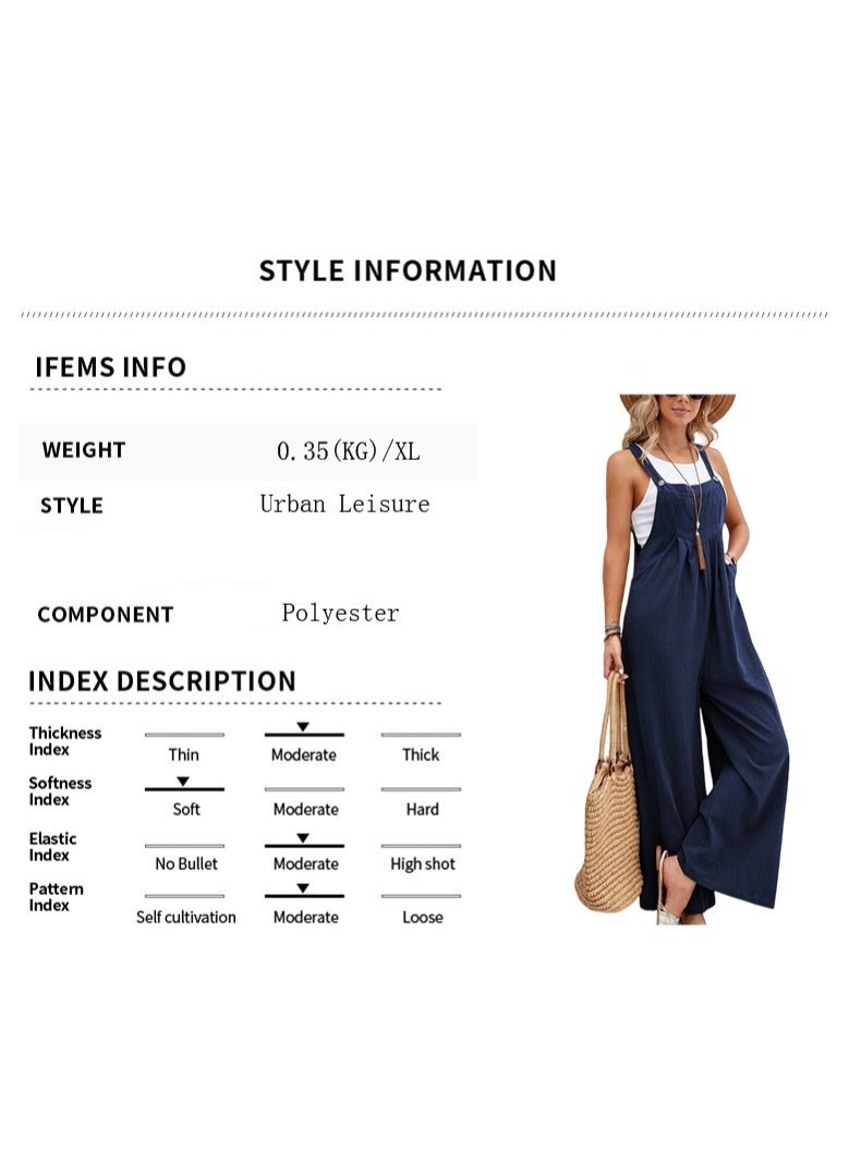 Yegni Fashionable women's solid color casual overalls - Image 3