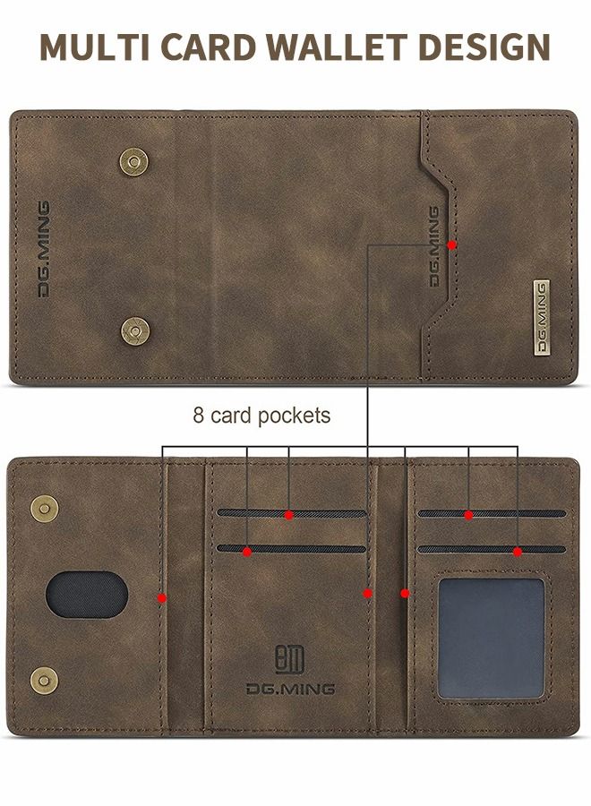 GROIC Samsung Galaxy S22 Ultra 2 in 1 Clutch Wallet, Vintage Slim Leather Case Magnetic Detachable Tri-Fold Wallet, S22 Ultra 6.8" Leather Case with Card Holder Pocket Slim Case  - Image 3