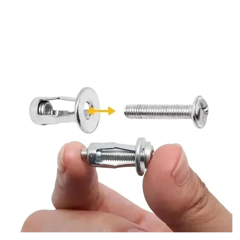 M6x25mm Hollow Door Anchor Kit 160pcs Metal Expansion Plate Clamp Lock Nuts - Image 4