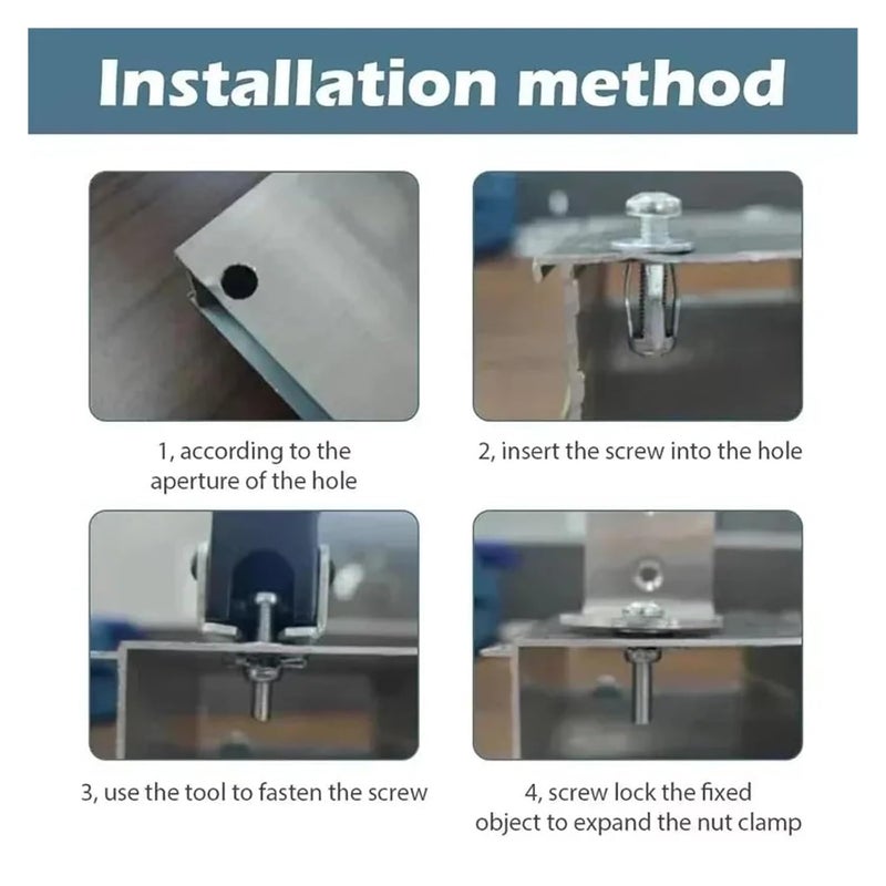 M6x25mm Hollow Door Anchor Kit 160pcs Metal Expansion Plate Clamp Lock Nuts - Image 5
