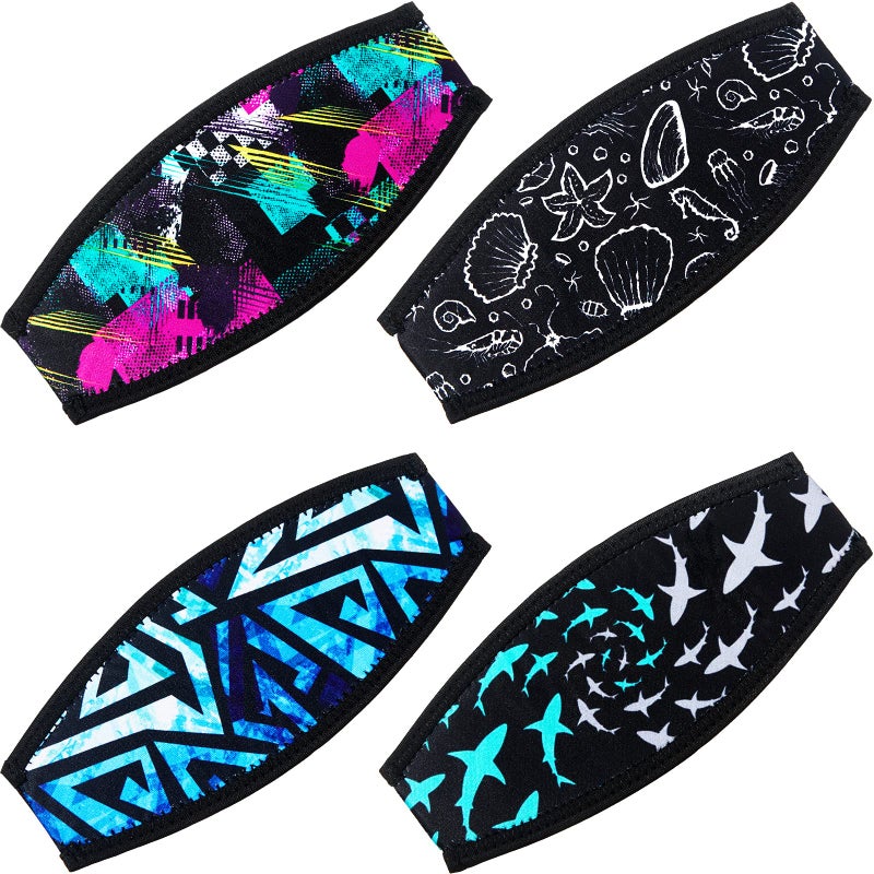 Frienda 4 Pieces Diving Mask Slap Straps Cover Neoprene Swimming Waterproof Dive and Snorkel Mask Strap for Men and Women Water Sports - Image 1
