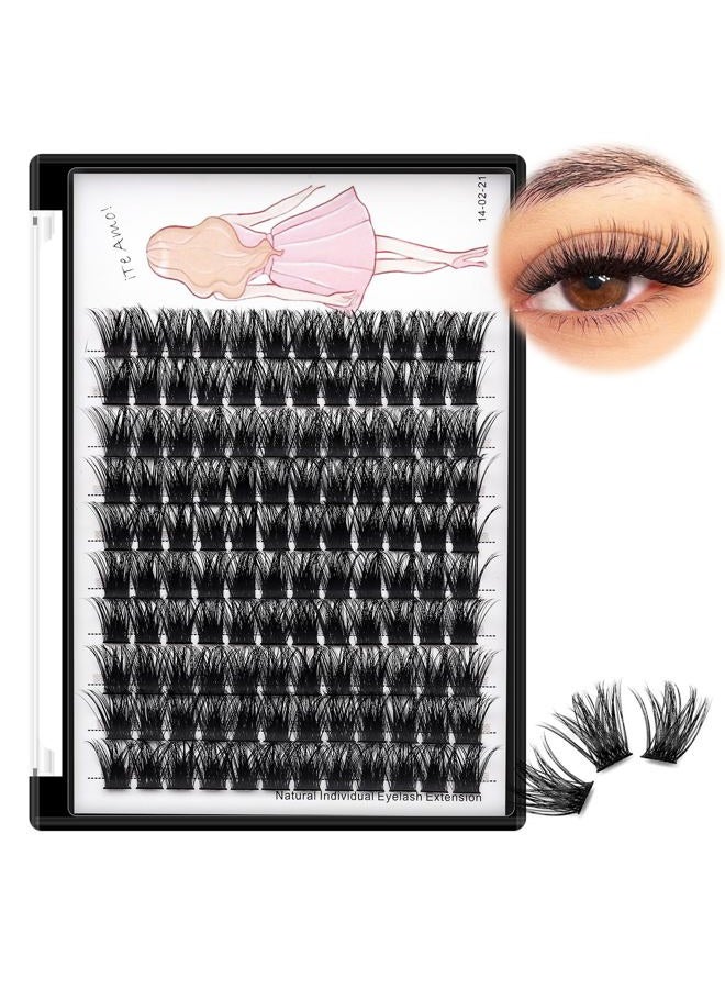 Bodermincer 120 Clusters/box Segmented 3D Effect Glue Bonded Cluster Eyelashes Individual Eyelash Extension Eyelashes Bunches False Eyelashes Home Eyelash Extension (14MM) - Image 2