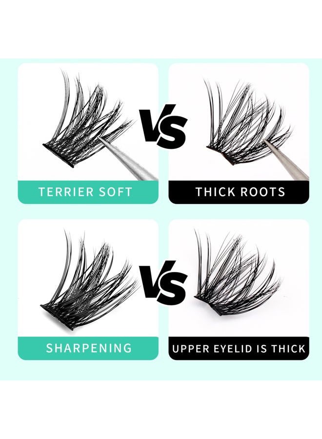 Bodermincer 120 Clusters/box Segmented 3D Effect Glue Bonded Cluster Eyelashes Individual Eyelash Extension Eyelashes Bunches False Eyelashes Home Eyelash Extension (14MM) - Image 4