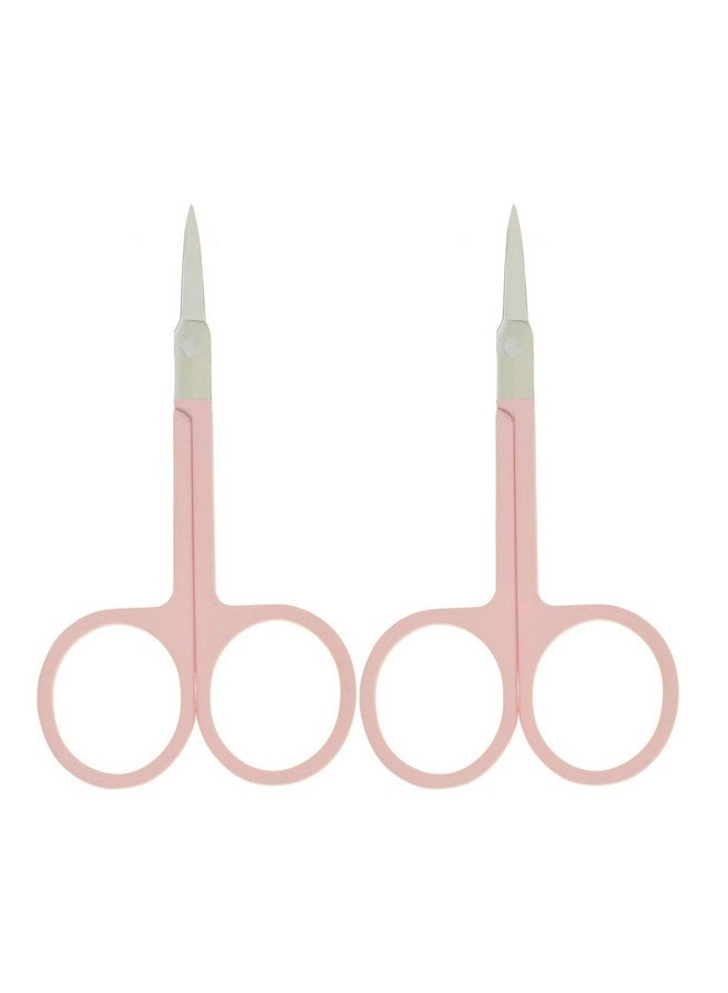Motanar 2Pcs Gold Silver Eyebrow Scissor Makeup Manicure Scissors Nails Cuticle Scissors Eyebrow Eyelashes Epilator Face Hair Removal Tools (Pink) - Image 1