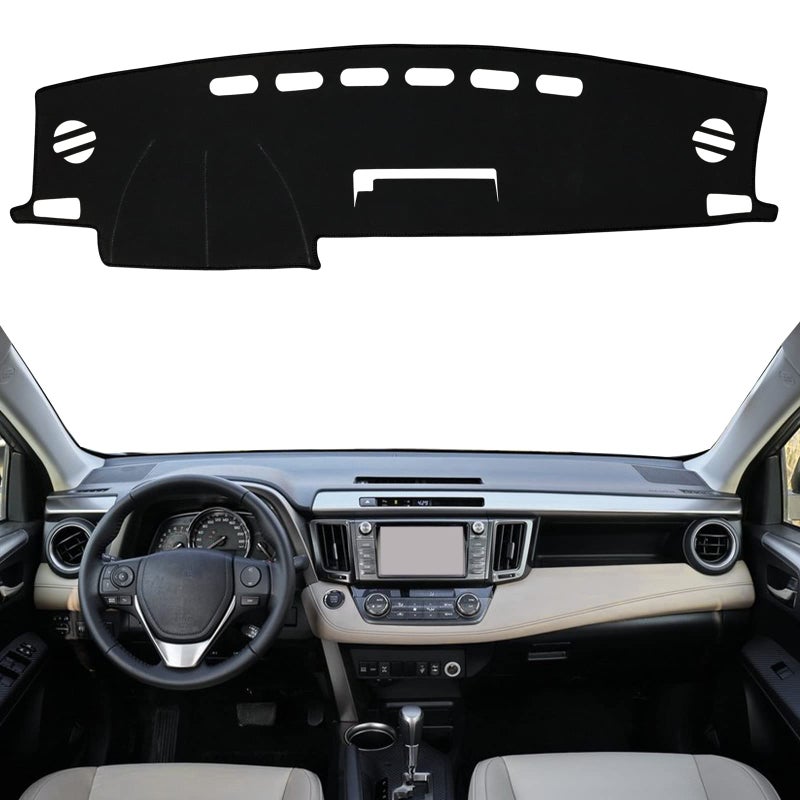 SENSHINE for Toyota Rav4 2013 2014 2015 2016 2017 2018 Dashboard Cover Center Console Cover Dash Mat Carpet Protector Sunshield Cover Custom Fit Black Trim