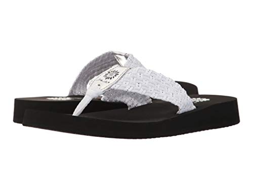 Yellow Box Women's Soleil Wedge Sandal, White/Silver, 8 M US - Image 1
