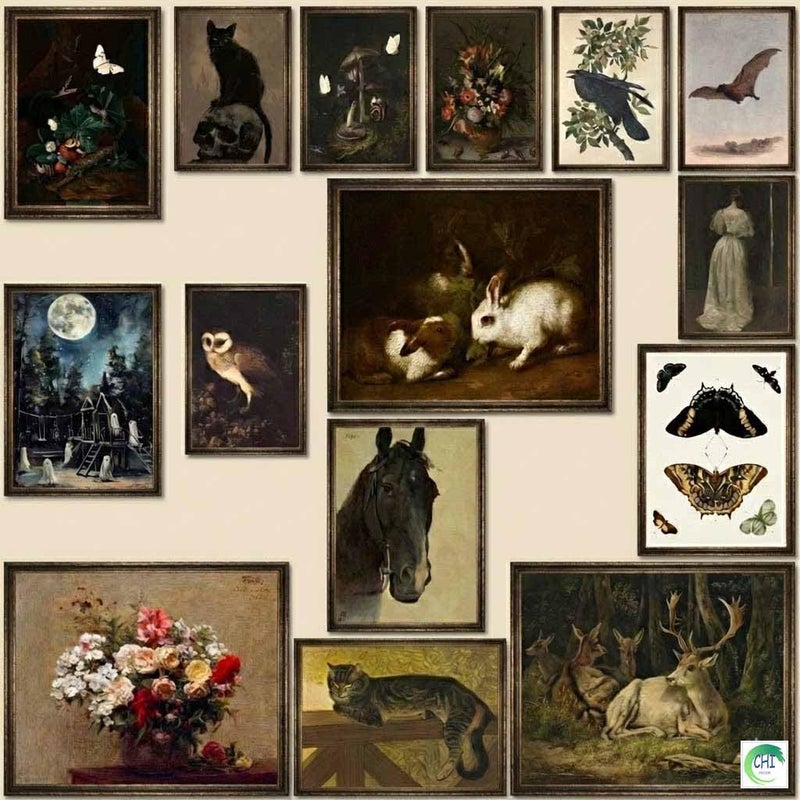 LANCHI95 15PCS Dark Cottagecore Decor Dark Academia Decors Cottage Core Whimsical Wall Art Goth Darks Moody Wall Decor for Living Room Bedroom 8x10 in UNFRAMED - Image 2