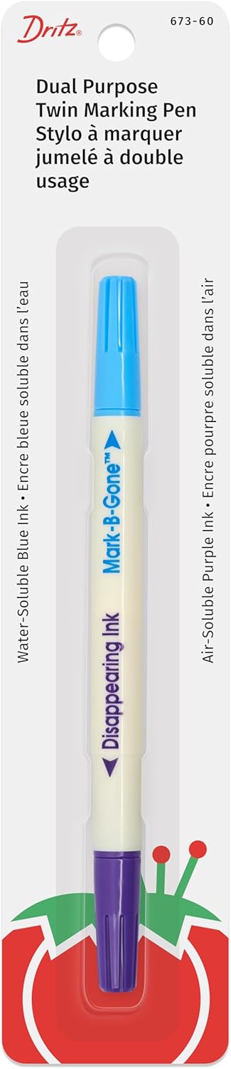 Dritz Dual Purpose Disappearing Ink  MarkBGone Marking Pen Blue and Purple 875 x 288 x 05 - Image 1