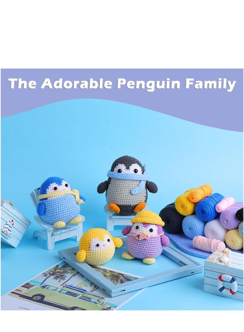Generic Crochet Kit for Beginners, Easy Crochet Starter Kit with Step-by-Step Video Tutorials, Complete DIY Crochet Kits Animals for Adults, 4 PCS Penguin - Image 2