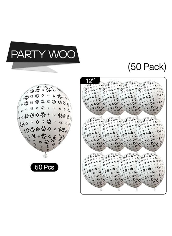 PartyWoo PartyWoo Paw Balloons, 50 pcs 12 Inch White Paw Print Balloons, Latex Balloons for Balloon Garland Arch as Dog Party Decorations, Dog Birthday Decorations, Dog Themed Party Decorations  - Image 5