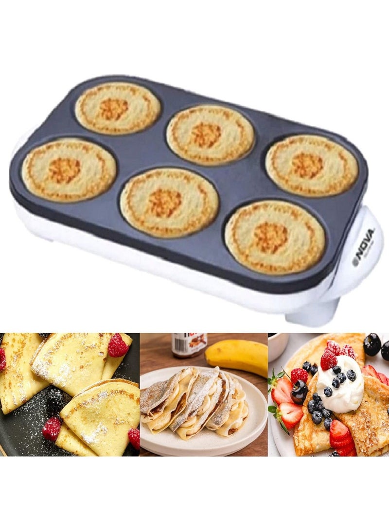 NOVA صانعة الكريب الكهربائية نوفا 172CM6 – 1000 واط صينية غير لاصقة للفطائر، دوسا والمزيد | تسخين سريع 270° مع مقابض مقاومة للحرارة وقاعدة معدنية مستقرة | مجموعة ملحقات مكونة من 6 قطع | صانعة إفطار سهلة التنظيف | جهاز متعدد الوظائف 220–240 فولت - Image 3
