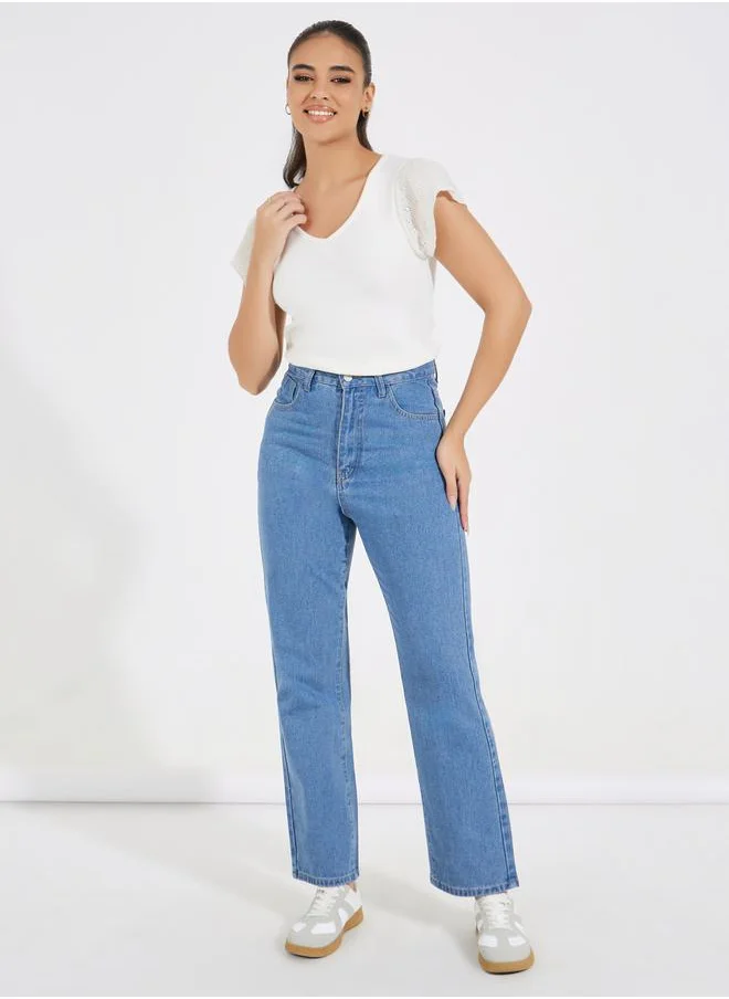 Styli Basic Straight Fit Ankle Length Jeans