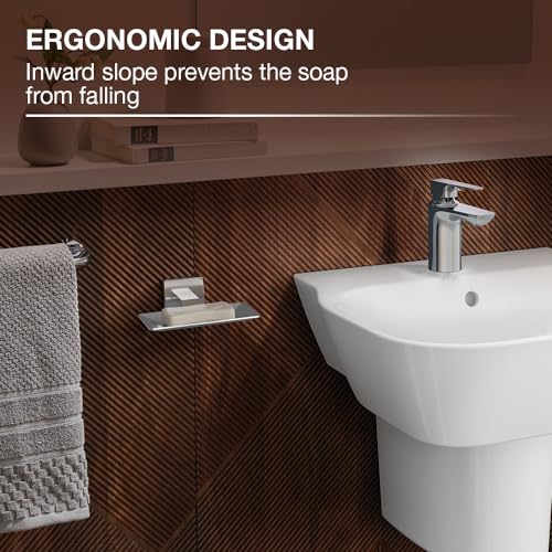Kohler Soap Dish,SS304 Stainless Steel, 2 Years Warranty, Brushed Steel Finish, 12.3cm x 12.15cm x 4.65cm LBH, Easy to use Ergonomic Design, 23kg Load Bearing Capacity - Image 5