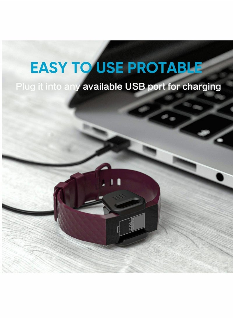 KASTWAVE - Charger Cable Compatible with Fitbit Charge 3/Charge 4, 2 Pcs Replacement USB Charging Cradle Dock Stand Cable Smart Watch Adapter for Fitbit Charge 3/Charge 4(3.3 ft/1.6ft) - Image 1