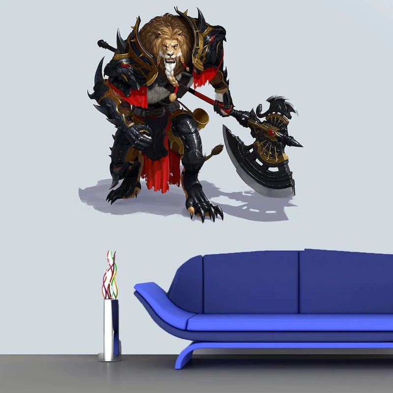 Kt Grup Kt Decoration Warrior Lion 3D Render Special Printing Wall Sticker