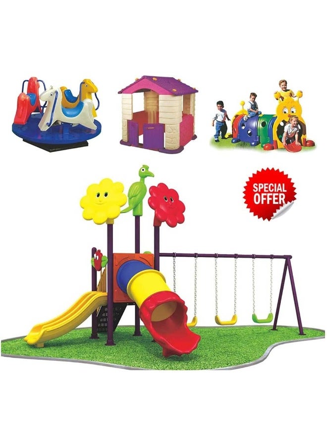 Rainbow Toys RBW TOYS Latest Design Play Sets & Playground Equipment All In One slide for kids and swings for kids toys. Play-Ground Toys Area Size 630x430x330cm. - Image 1