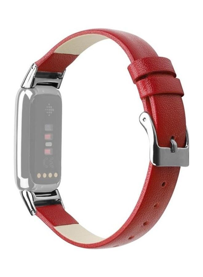 NIBEMINENT Leather Replacement Strap Watchband For Fitbit Luxe Red - Image 1