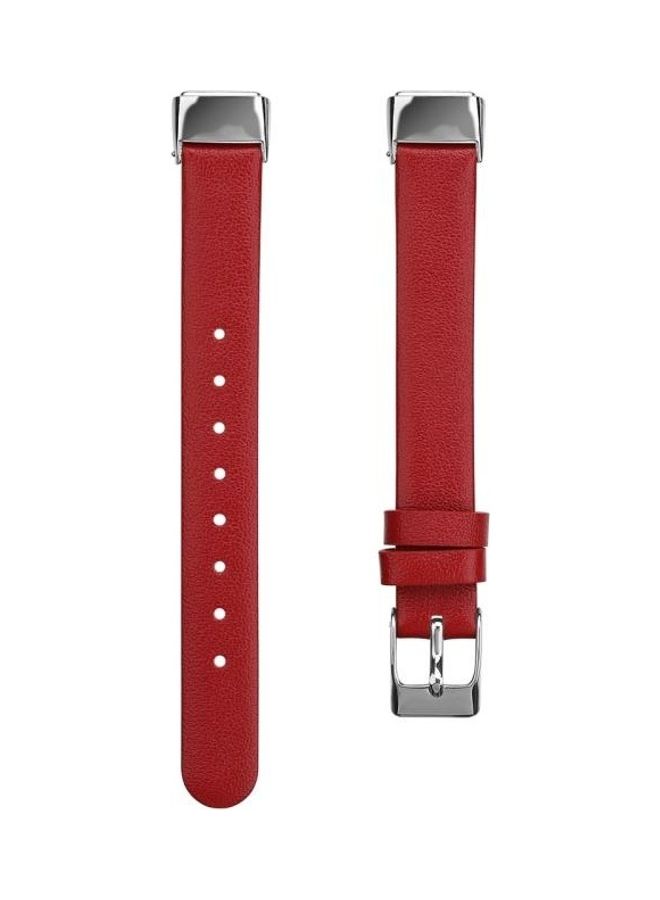 NIBEMINENT Leather Replacement Strap Watchband For Fitbit Luxe Red - Image 2